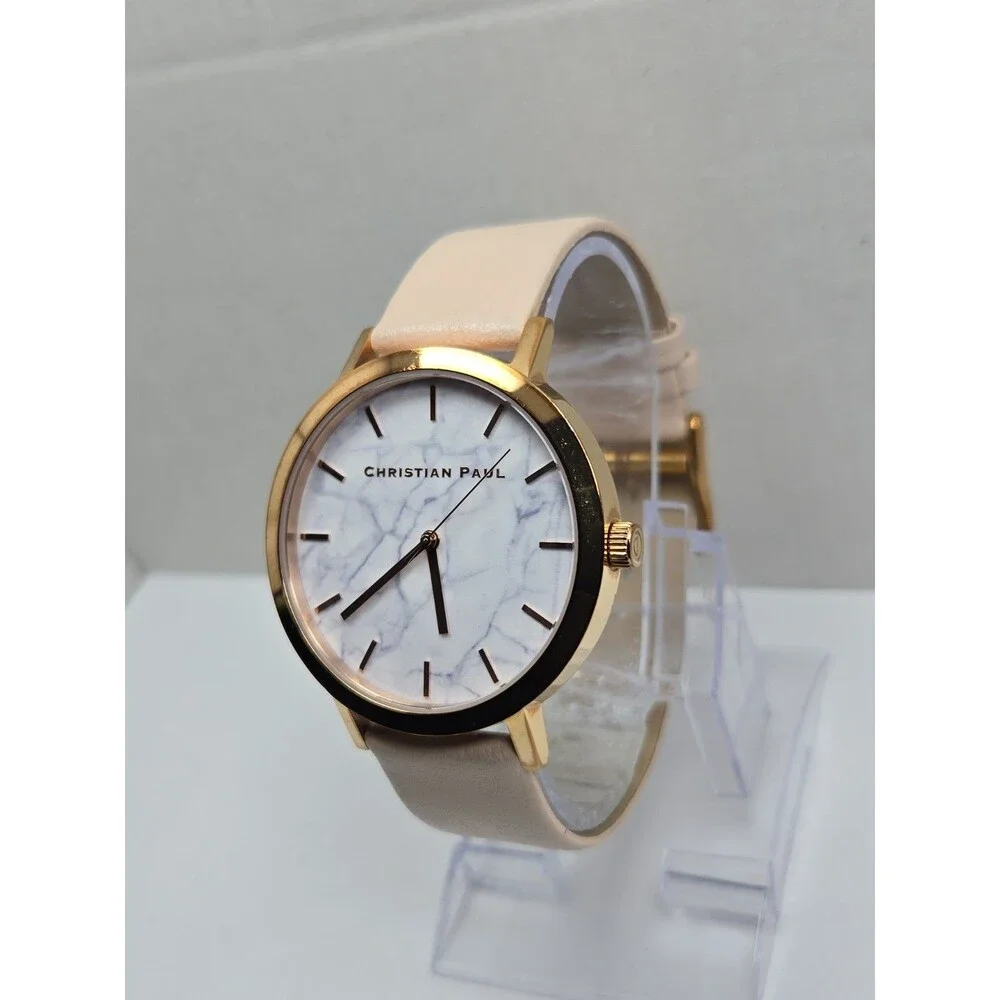 Christian Paul Whitehaven MWR4303 Marble Rose Gold 43mm Quartz Watch New Battery